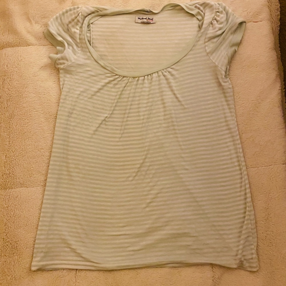 Michael Stars One Size Fits Most mint green and white strip scoop neck.